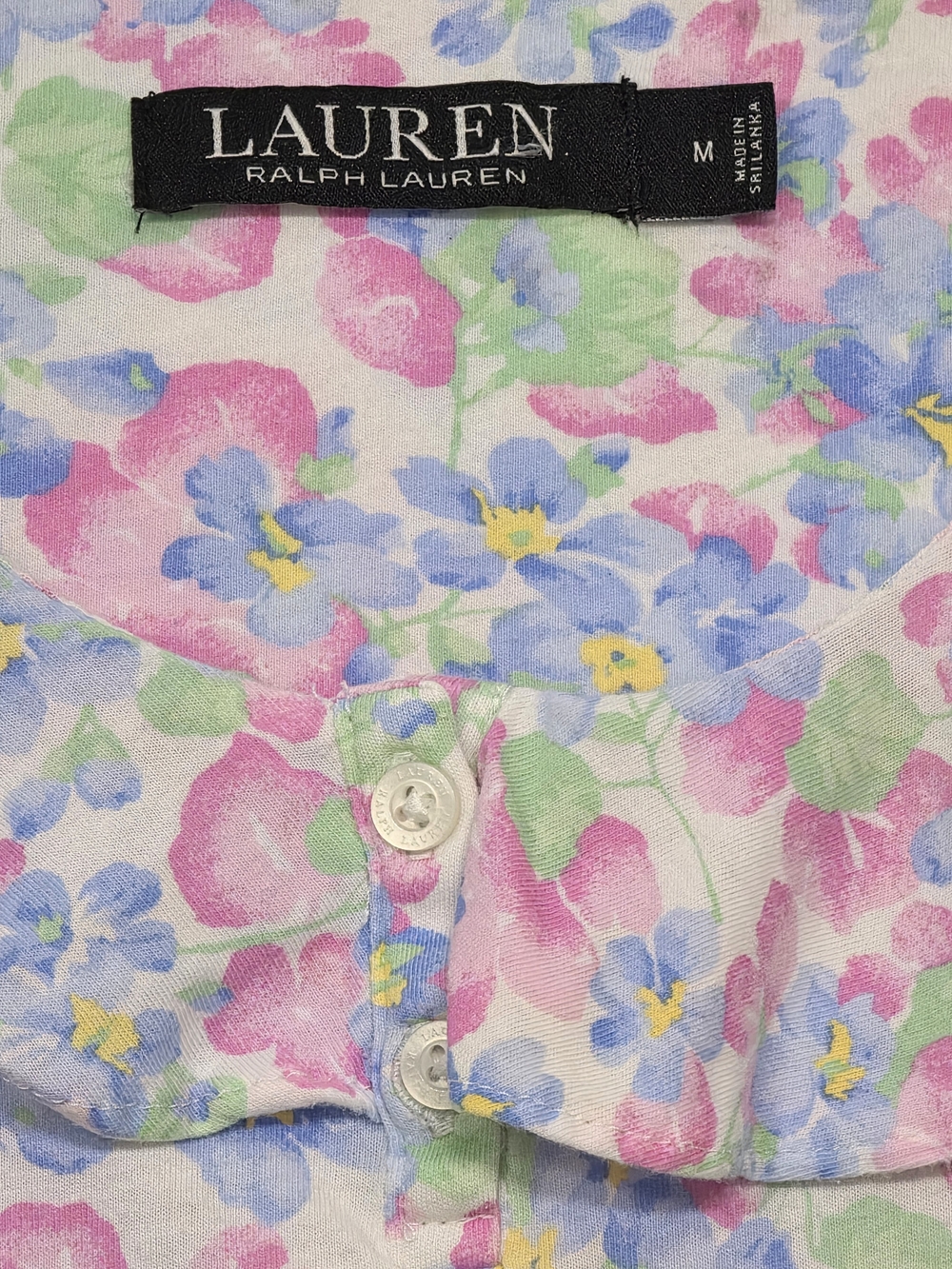 Lauren Ralph Lauren Black Label Floral Nightgown Sleep Dress M Cotton Viscose - Picture 5 of 13